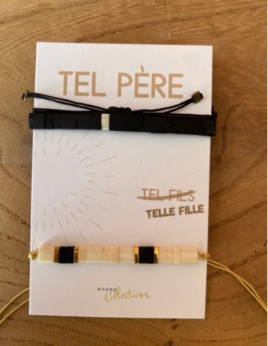 Bracelet tel père, tel fille - Noir & beige