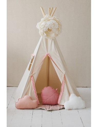 Teepee / Tipi en coton avec bordure pompons