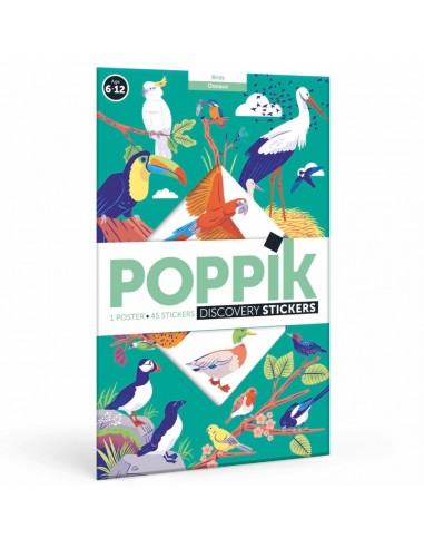 POSTER PÉDAGOGIQUE + 45 STICKERS OISEAUX (6-12 ANS)